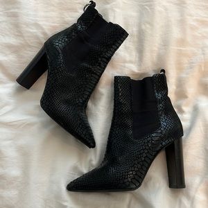 Paige Kingston Black Snake Heeled Boots